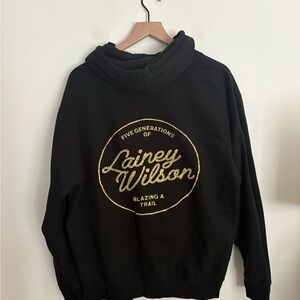 Lainey Wilson Country Hillbilly Hippie Tour Black Hoodie Sweatshirt Large EUC